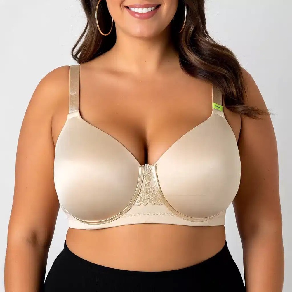 Vanity Fair Beauty Back Wirefree Bra 44B Beige Full Coverage Smooth‎ Back NWT